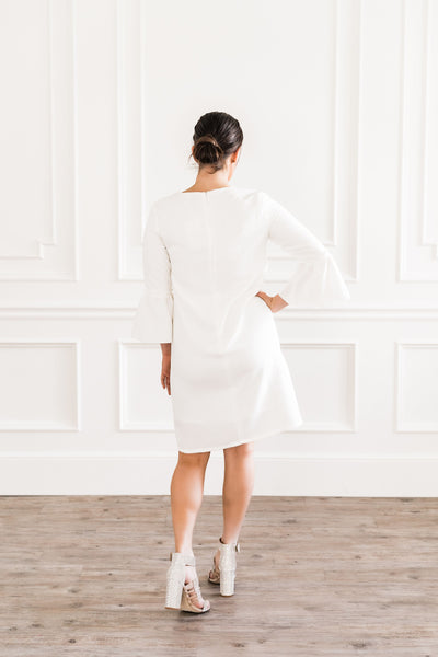 White Flutter Sleeve Dress