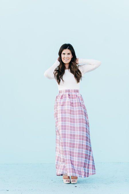 Sophie Plaid Taffeta Skirt Bue