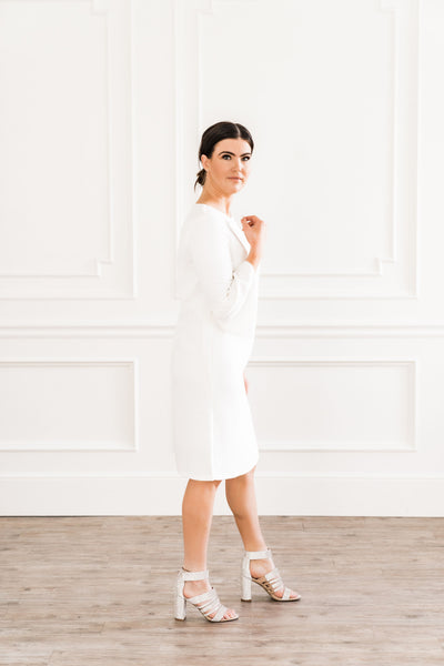 White Flutter Sleeve Dress